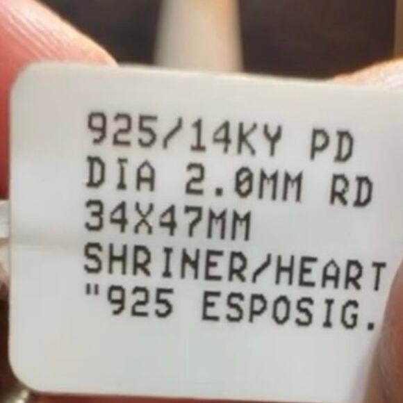 Joseph Esposito Shriners 925 ESPOSIG 14K Puffy Heart 2.0 mm Diamond Pendant - Picture 4 of 10